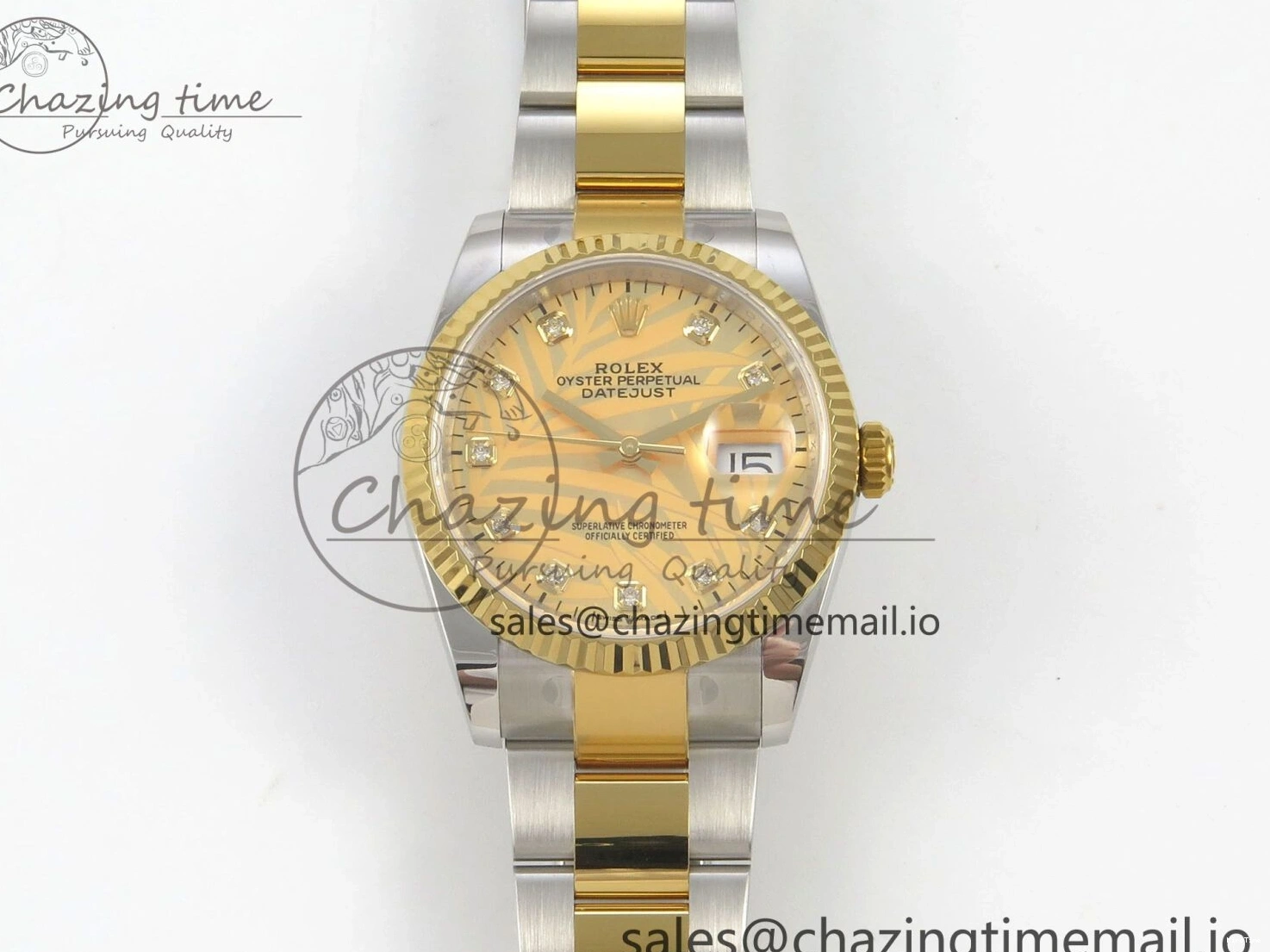 MiroTime 0327 SunProtective DateJust 36 SS YG ARF 1:1 Best Edition 904L Steel YG Leaf Diamonds Dial on Oyster Bracelet SH 87